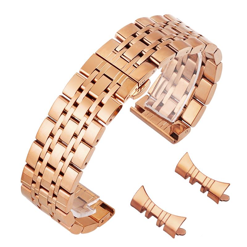 Edelstahl Uhrenarmbänder mit gebogenem Ende 22mm 20mm 18mm 16mm 14mm Armband für Herren Damen Uhrenarmbänder Butterfly-Verschluss Handgelenkgürtel