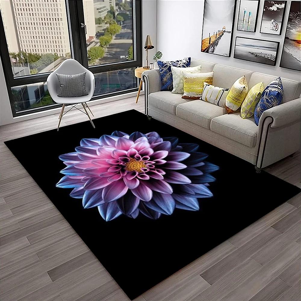 HD Nordic Daisy Sun Flowers 3D Carpet Rug for Home Living Room Bedroom Sofa Doormat Decor,kids Play Area Rug Non-slip Floor Mat