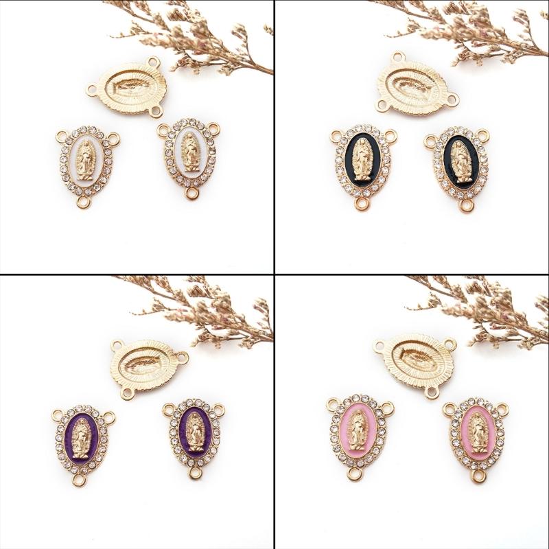 Virgin Mary Charms for Jewelry Making Enamel Mix Color Rhinestones Pendants for Jewelry Necklace Bracelet Making