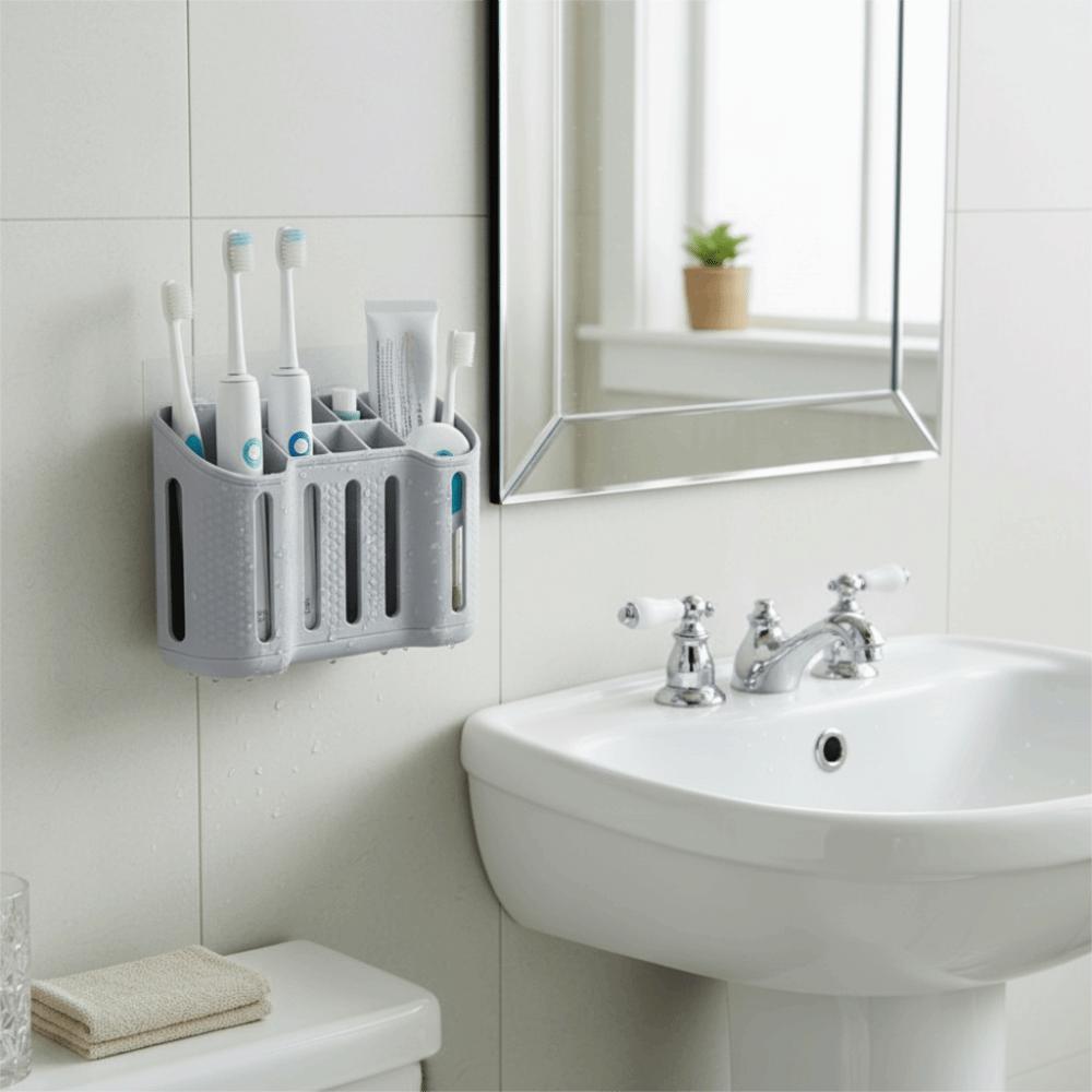 Space Saving Toothbrush Holder Wall Mounted Toothpaste Holder Practical Storage Rack  Vanity