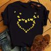 Butterfly Heart Printed T Shirt New Unisex Black T Shirt Harajuku Cute Graphic Tee Shirt Ladies Casual Female Tops Tee