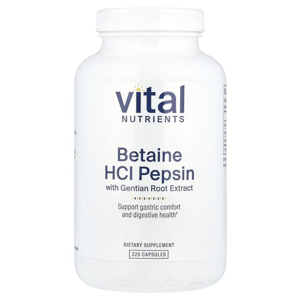 Betaine Hydrochloride, Pepsin, Gentiana Root Extract, 225 Capsules