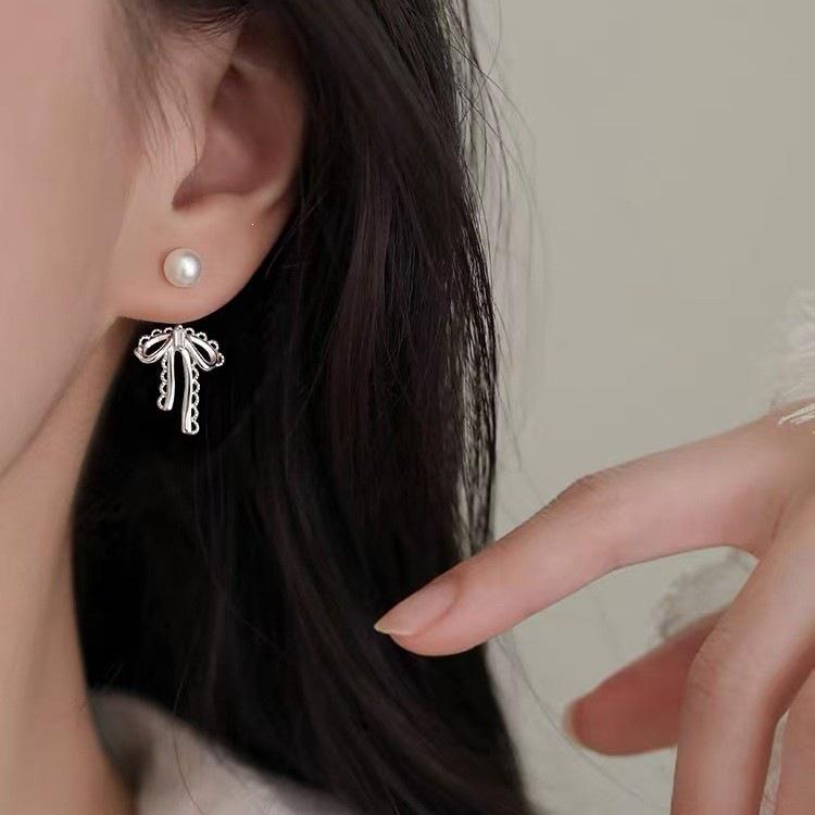 Sterling Silver Needle Lace Bow Earrings: Elegant 2026 Design for Women