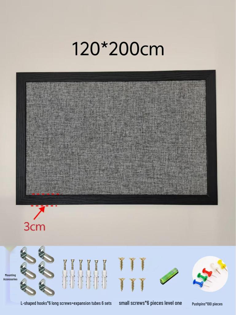 Black Frame Burlap Cork Board: Wall-Mounted Photo & Message Display for Kindergarten Theme