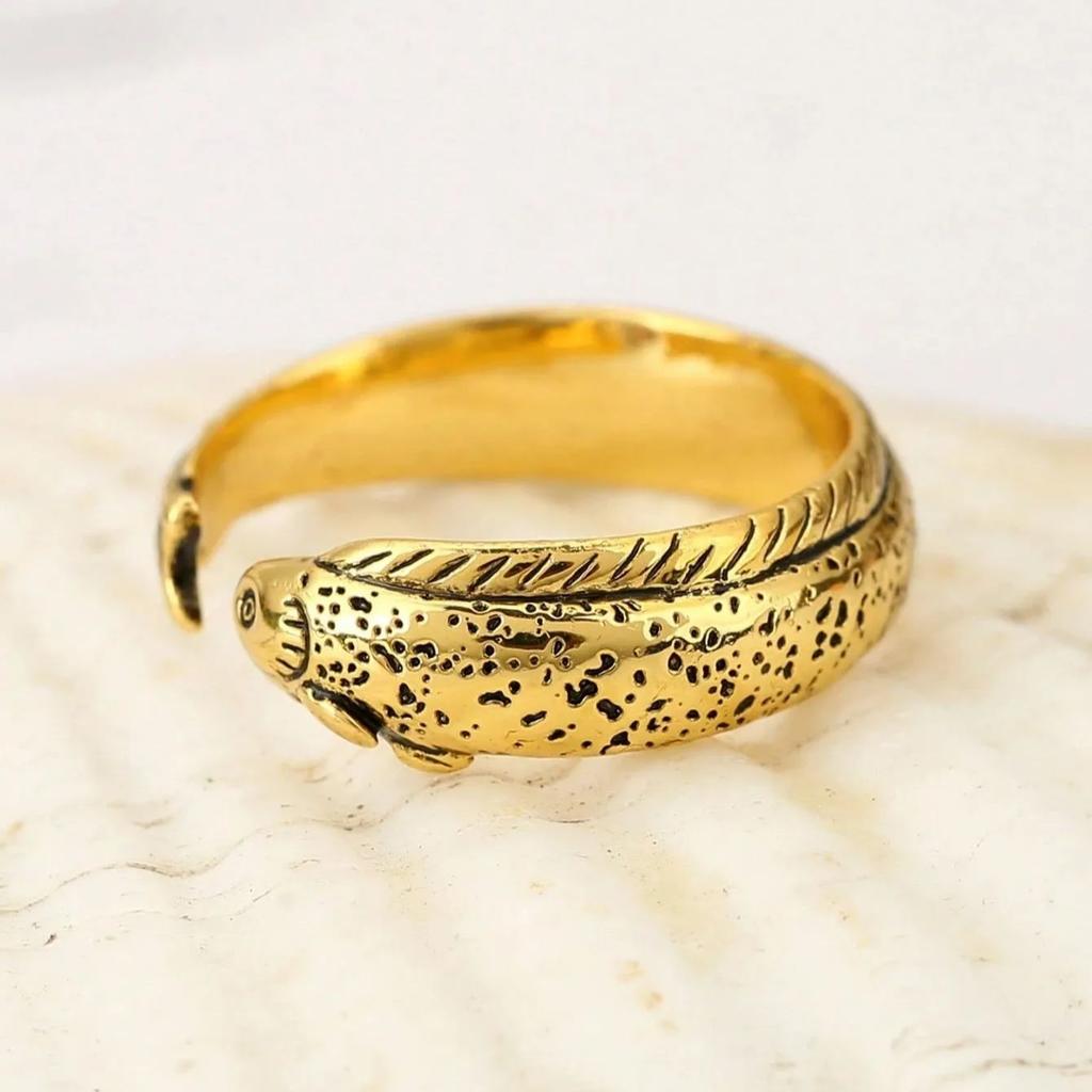 Retro Fish - Shaped Adjustable Ring Vintage Boho Style Casual Daily Wear Gold /Silver Color Finger Ring For Women Bohemian Jewel