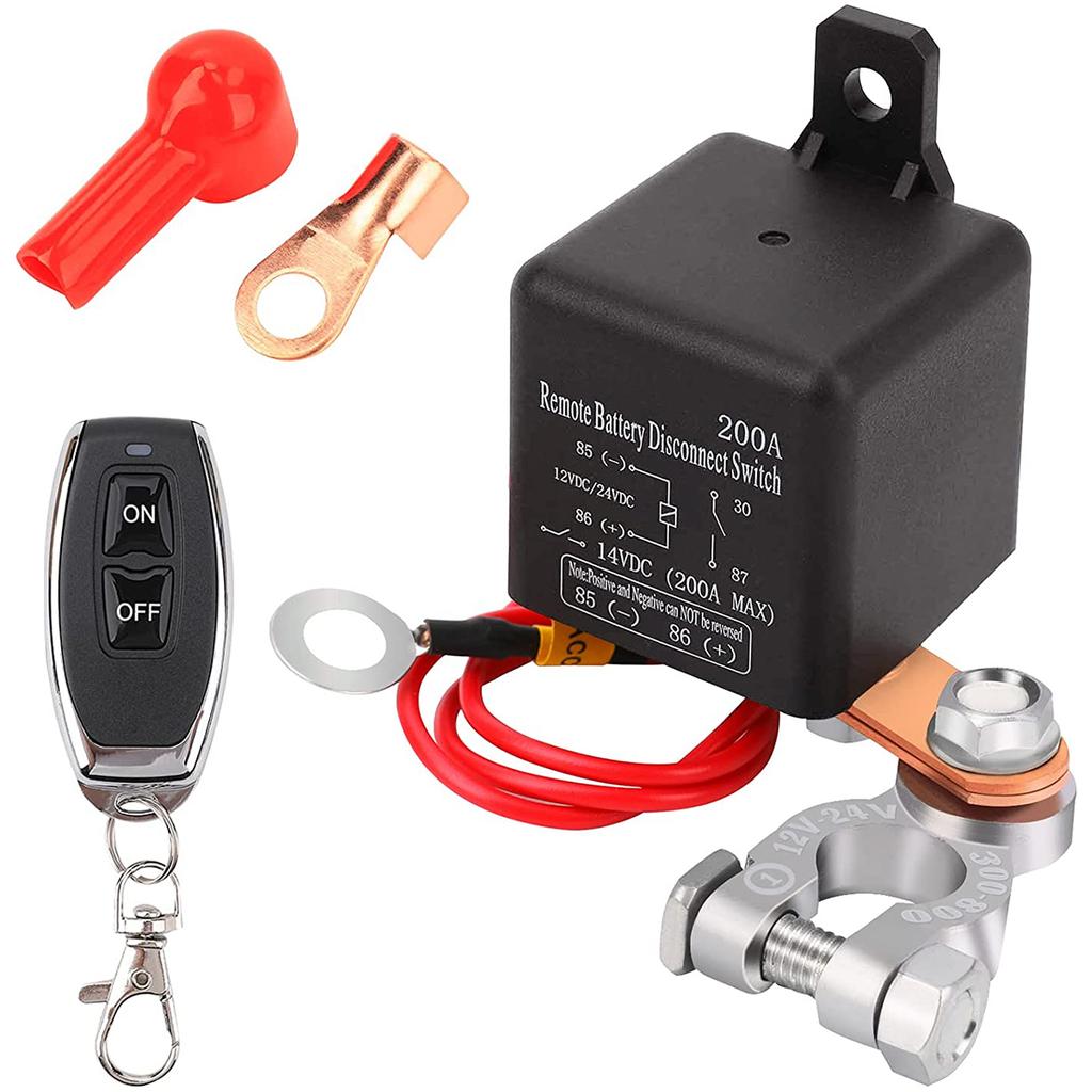 Remote Battery Disconnect Switch 12V 200A Reusable Battery Cut Off Switch Anti-Theft Battery Kill Switch with 1 Key for Car RV
