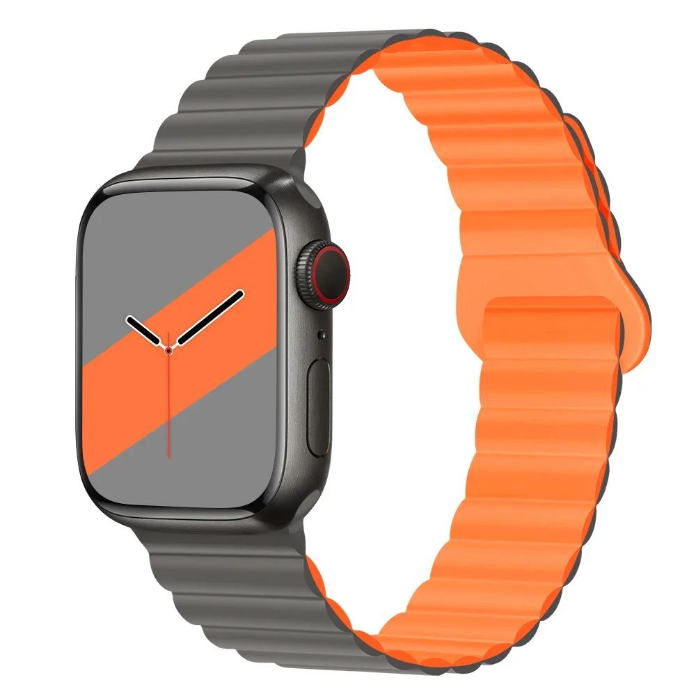 Magnetyczny Pasek Silikonowy Sportowy Bransoletki Do Apple Watch 41mm 42mm 44mm 45mm 46mm 49mm iWatch Seria 11 10 9 8 7 6 5 4se