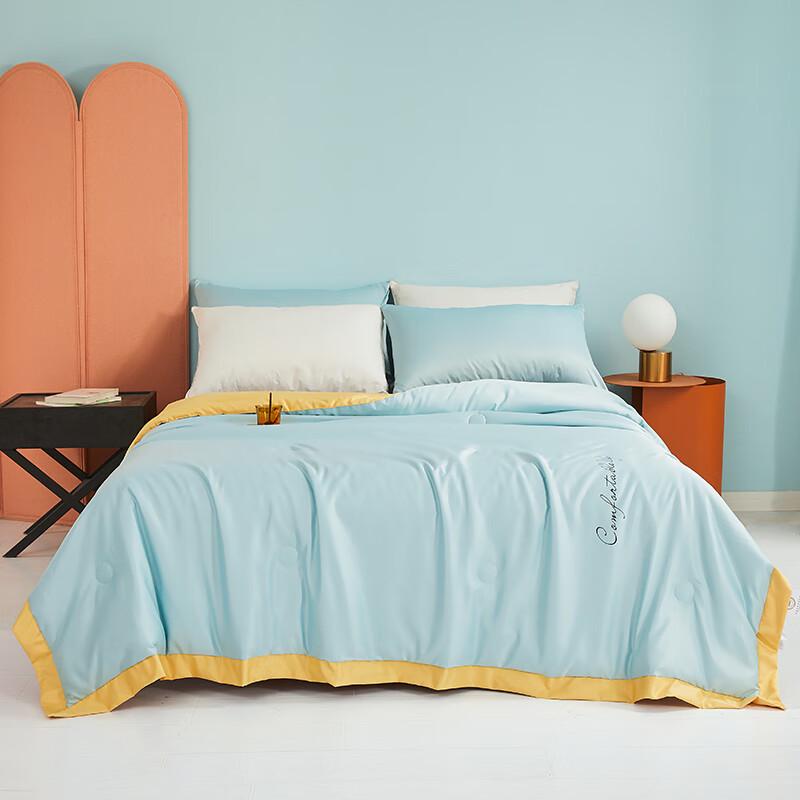 

Ausimeng Silk-Touch Color-Block Washable Soy Fiber Summer Quilt