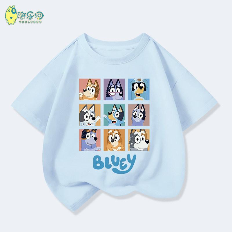 2026 Kids Bluey Cartoon T-Shirt Autumn Winter Short Sleeve Warm Anime Print Comfortable Sweatshirt for Boys and Girls Daily Use