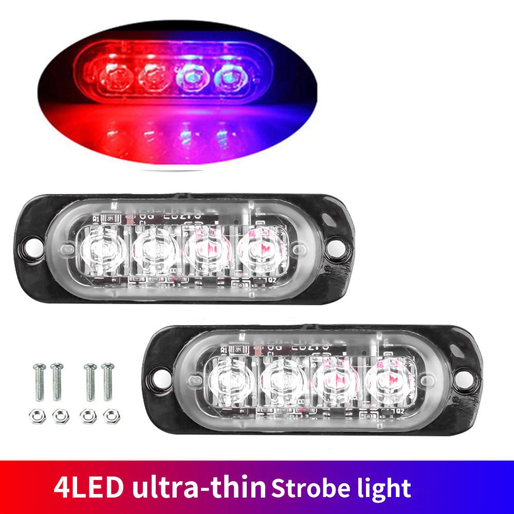 4 Led Strobe Side Warning Light Flashing Light Bar Car Truck Beacon Lamp Amber Yellow White Traffic Light 12V-24V Waterproof