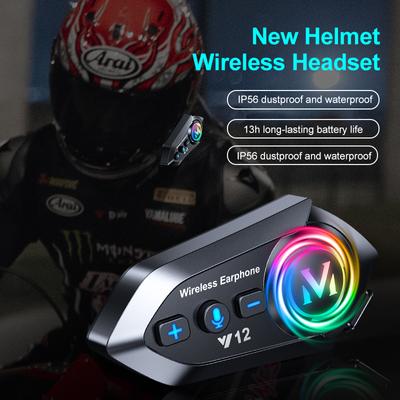 Y12 Motorcycle Helmet Headset Bluetooth 5.4 Motorcycle Wireless Hands-on Talking Headset Waterproof Moto Headphone