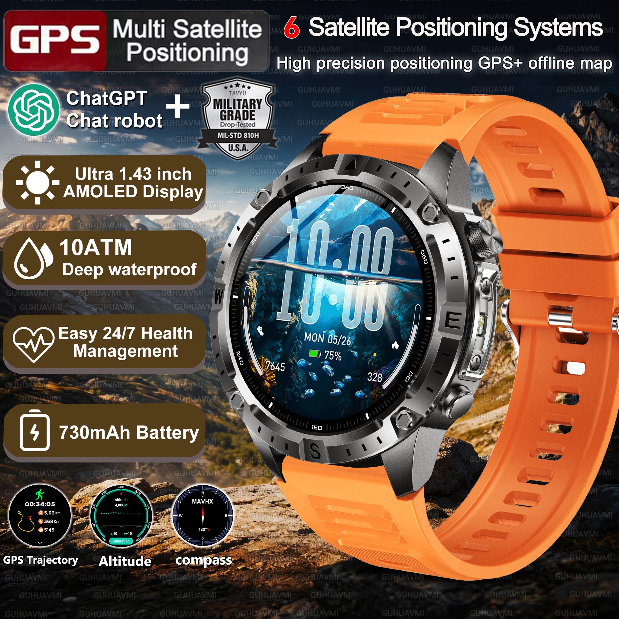 

Новые армейские УМНЫЕ ЧАСЫ с GPS, ОФЛАЙН-КАРТАМИ, 10ATM, водонепроницаемые, спортивный компас, пульсометр, HD, Bluetooth-звонки Built in GPS