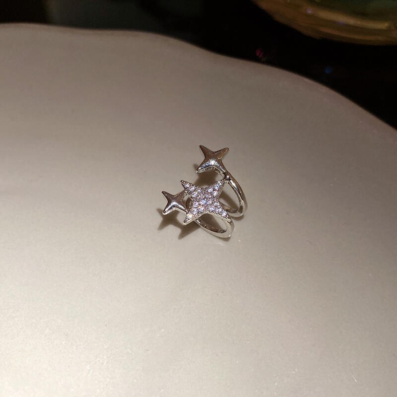 1Pcs Double Layered Exquisit Zircon Star Clip Earrings for Women Girls Fashion Without Ear Holes Earrings Jewelry Accessories