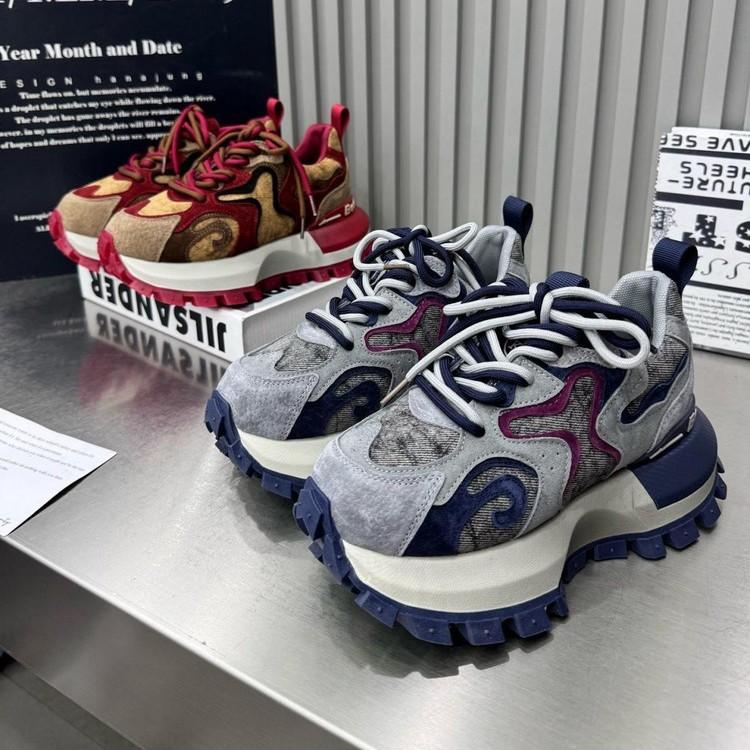 Suding Thick-soled Heightening Dad Shoes Flame Color Matching Forrest Gump Shoes Women's 2025 Autumn New European Trendy Running Shoes