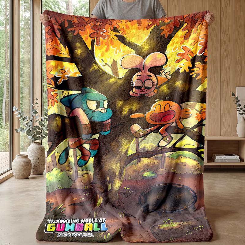 Amazing World of Gumball Cozy Flannel Blanket, Comfortable Warm Throw Blanket for Bedroom Sofa Home Use