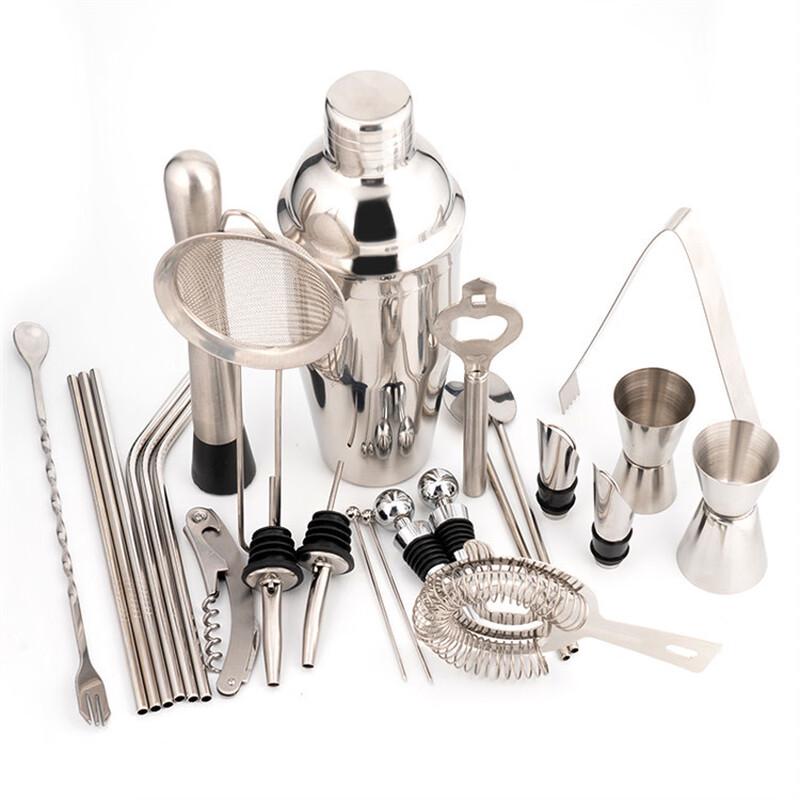 Shangqi Stainless Steel 26-Piece Cocktail Shaker Bar Tool Set