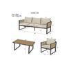 Salon de jardin, 4 pièces, canapé 3 places, 2 fauteuils et table basse, acier galvanisé, beige