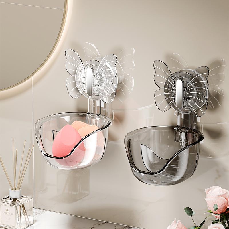 Yimi Jia Punch-Free Bathroom Shelf: Suction Cup Wall-Mounted Storage Rack for Washbasin & Makeup.