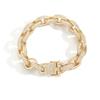Personalized Hip Hop 14K Gold Plated Jewelry 12mm Bling CZ Iced Out Geometric Oval Shape Link Chain Bracelet for Men