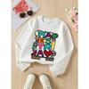 European sizes Kids Sweatshirts, Girls' Autumn Winter Colorful Teacher Word Art Print Long Sleeve Round Neck Sweatshirt, Casual Daily Wear.