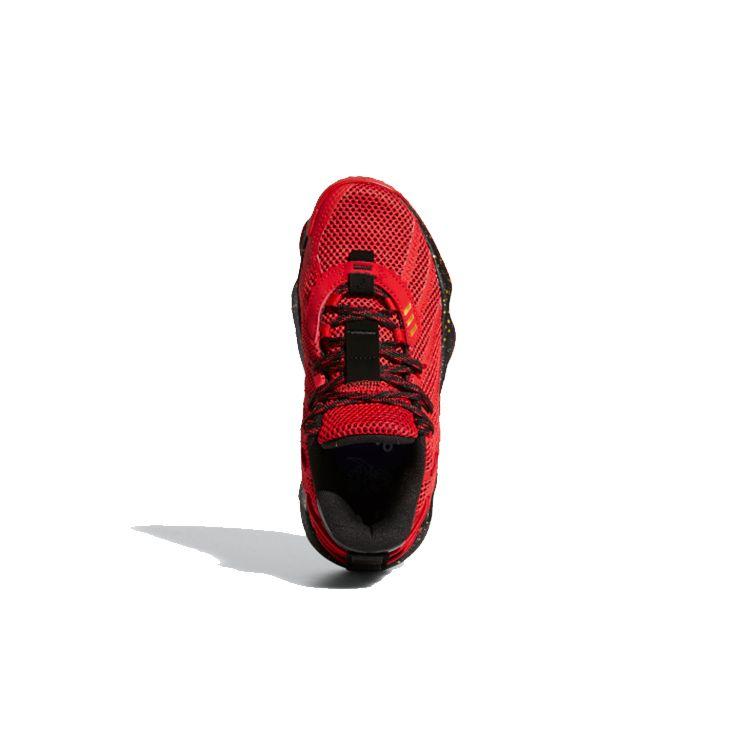 Adidas D Lillard 7 Fabric Breathable Low Top Basketball Shoes Kids Sneakers Red Black Gold H01364