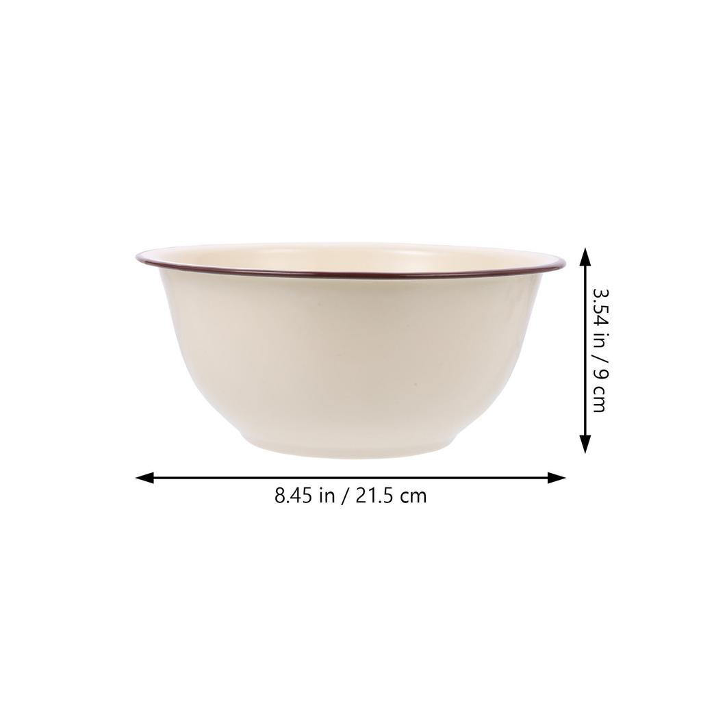 2Pcs Enamel Bowl Retro Kitchenware Large Capacity Deep Multipurpose Food Storage Basin Enamel Bowl Vintage Enamelware Basin