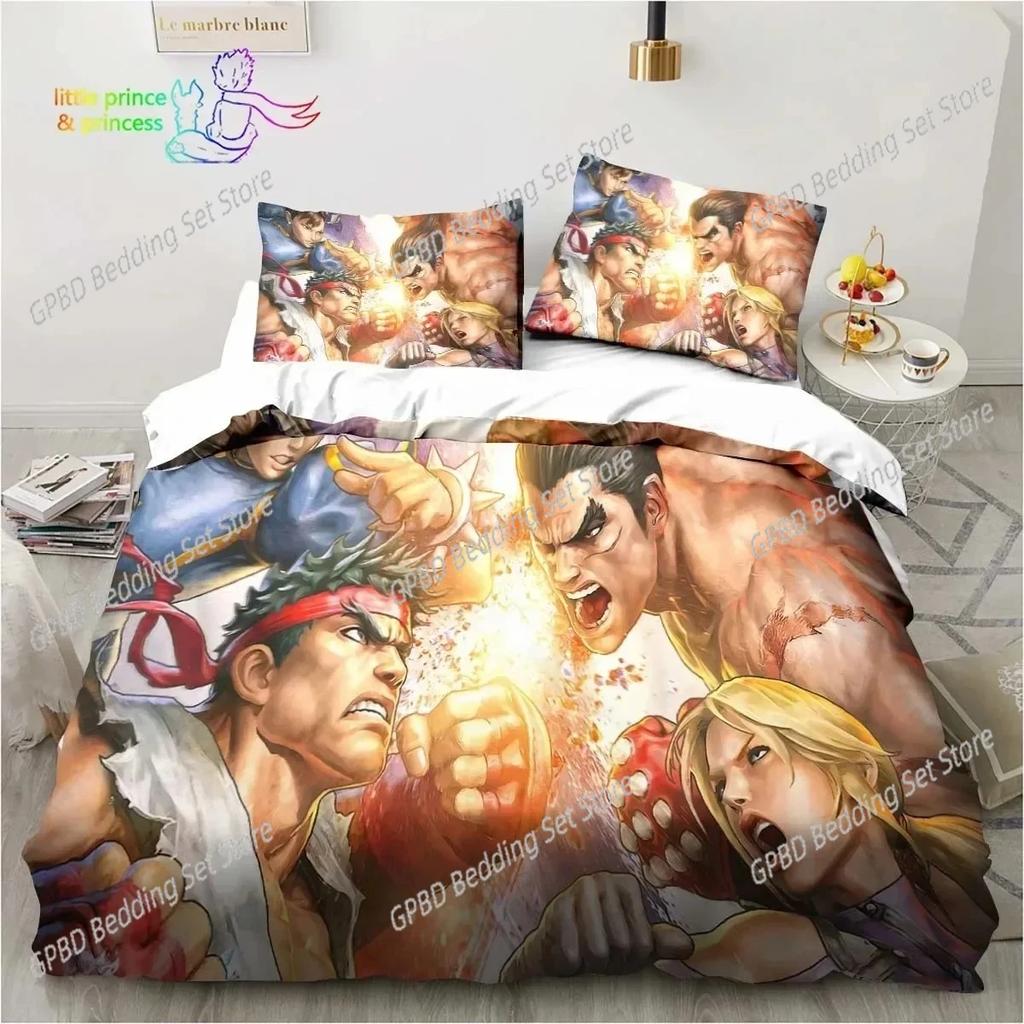 Stret Fighter Printed Beding Set For Bedrom Soft Modern Bedspreads Comefortable Children Kids Soft Duvet Cover Comfortable Quilt Cover And Pilowcase