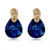 Retro Blue Water Drop Shaped Panel Earrings for Women  New Korean Elegant Women's Drop Earrings Temperament Gorgeous Zircon