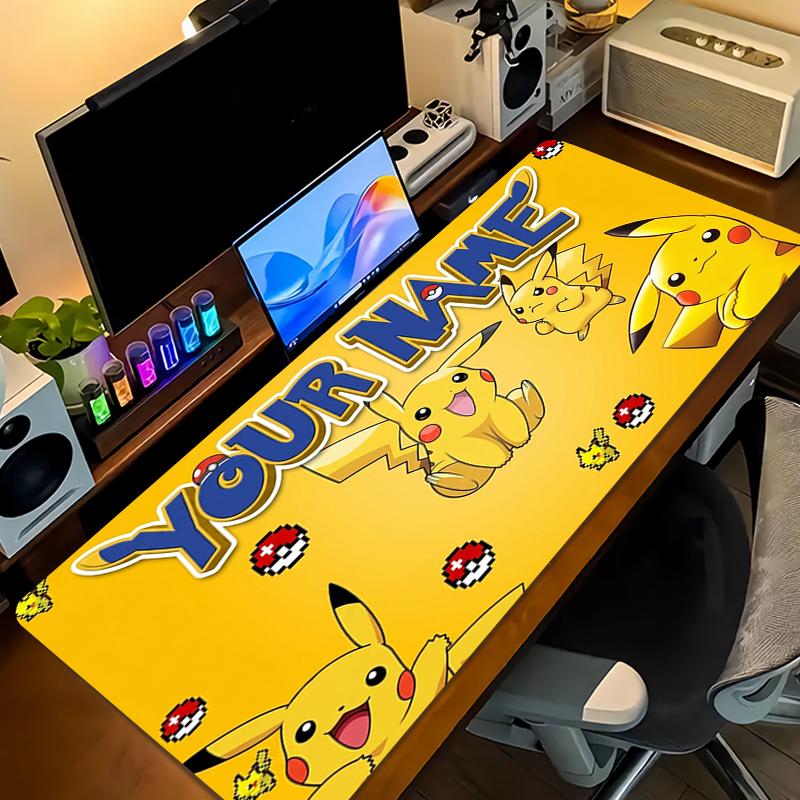 Custom Name Pikachu Mouse Pad Large Gaming Table Cushion Non-slip Laptop Tablet Big Mousepad XXL Mat Mini PC Playmat With Lock edge_XIA