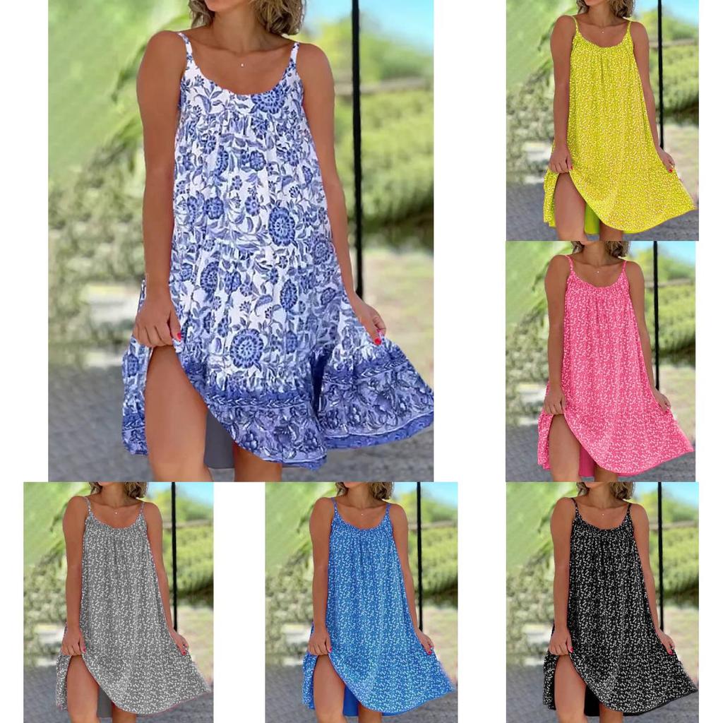 Summer Girl Dress With Watermark Print And Loose Fit For Casual Wear
