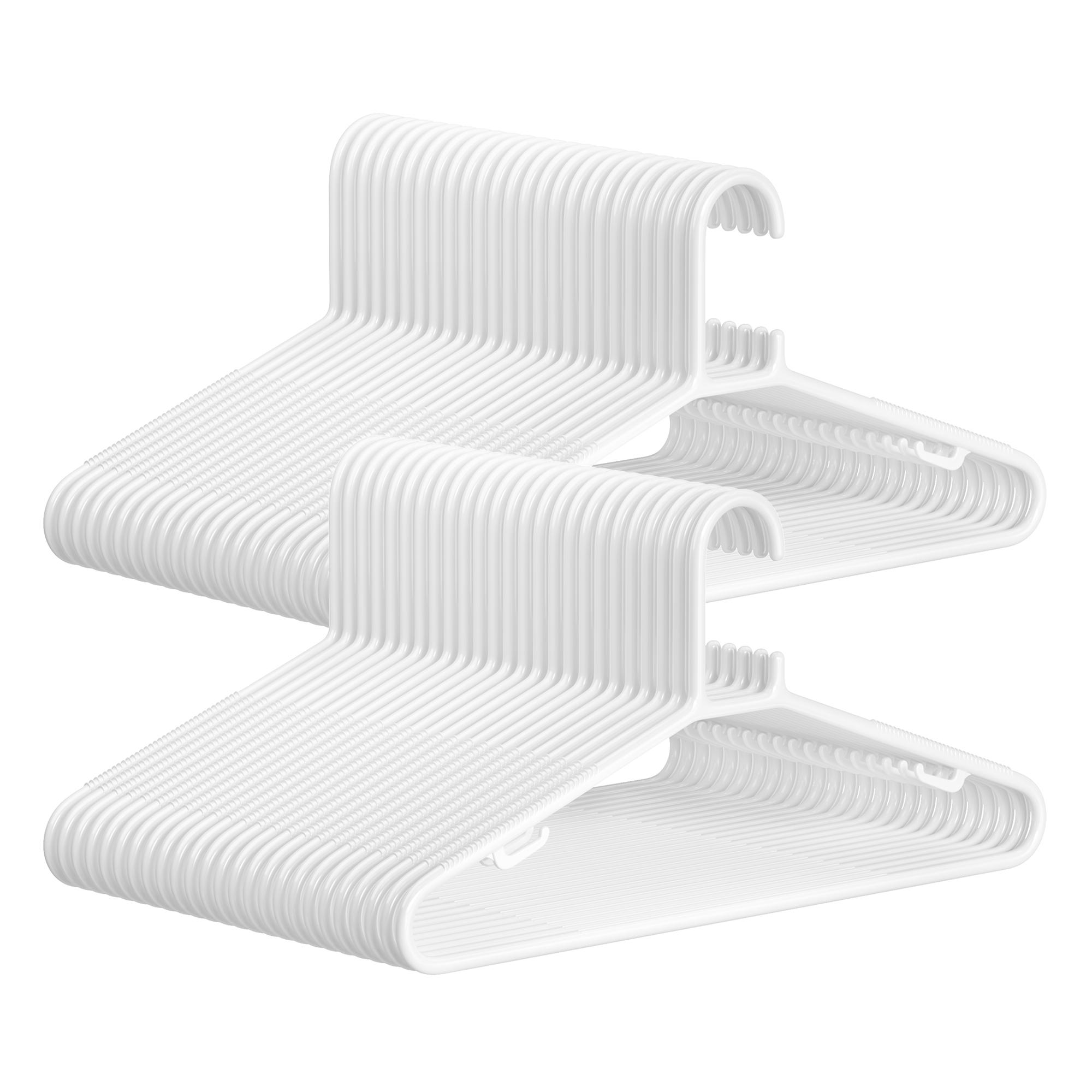

SONGMICS Пластиковые вешалки 50 шт., Компактные вешалки для одежды, Легкие вешалки, Для брюк, Пальто, Платьев белый