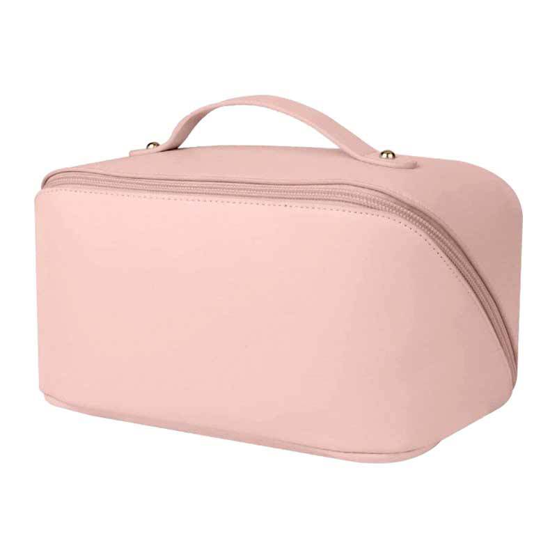 Travel Makeup Bag Large Capacity Women's Cosmetic Bag Waterproof PU Leather Zipper Soft Handle Portable for Skincare
