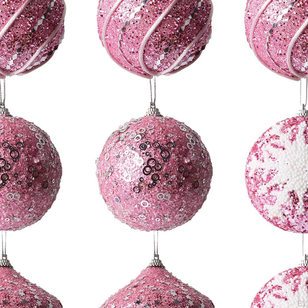 9x Christmas Pink Ball Baubles Pendants Shatterproof Accessories Xmas Hanging Decoration for