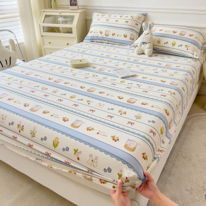 Pure Cotton Bed Sheet Set Cartoon Design Twin Full Size Four Seasons Bedding 100% Cotton Mattress Protector Fresh Style Bed Cover 3 Piece Set