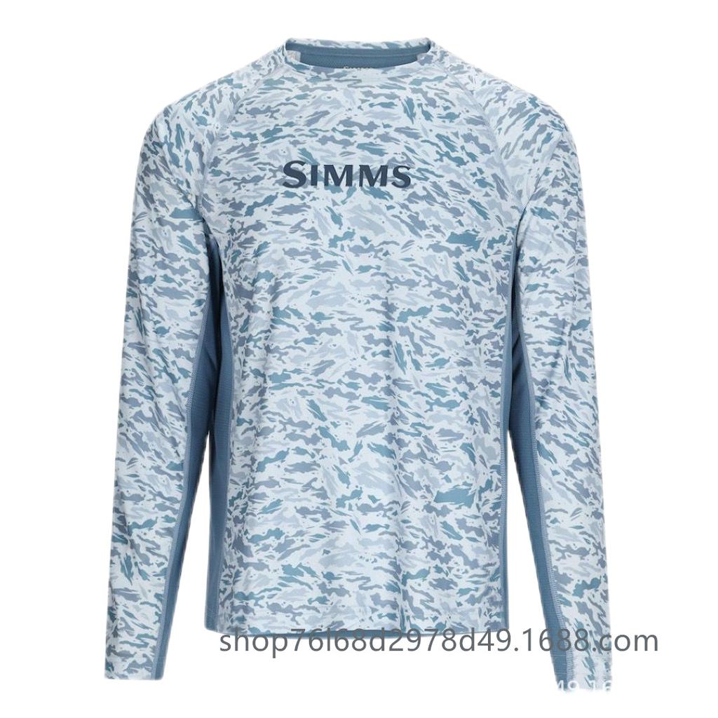 SIMMS Fishing Suit Luya Long-sleeved Crew Neck T-shirt Men's Summer Sunscreen Suit UPF50 Quick-drying Breathable Fishing Suit