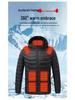 Neue beheizbare Baumwolljacke mit vier Zonen und Kapuze, warme elektrische Outdoor-Unisex-Jacke