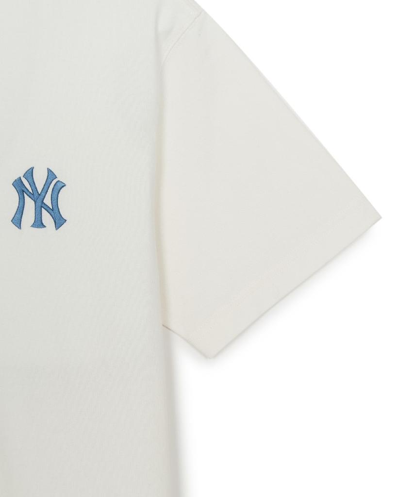 Emelbi Vintage Denim-Like Monogram Big Lux Oversized Short Sleeve T-Shirt Ny (Cream)