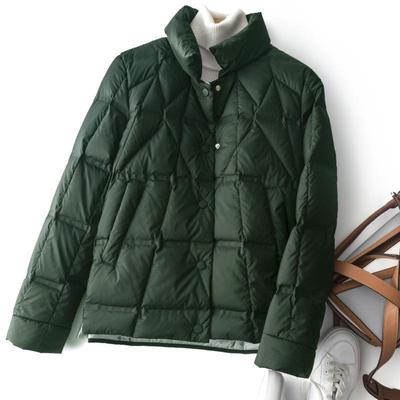 Nouvelle doudoune Femme Automne et Hiver 2024 Courte Matelassée Losanges Mode et Fine Légère Col Montant Veste Chaude Ample