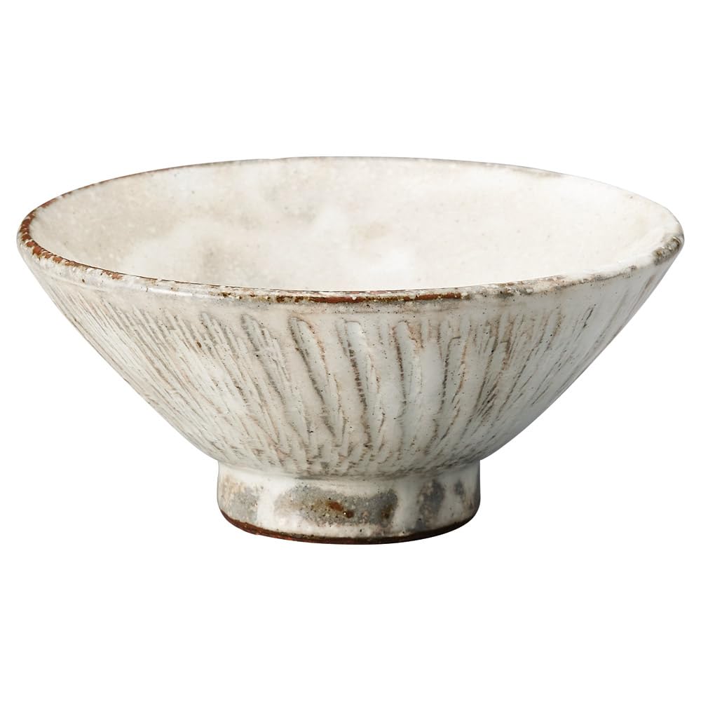 Marui Seito Shigaraki ware Hechomon rice diameter snow bowl, approx. 12cm, wings, white, MR-3-4522