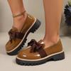 Dámské boty Oxford s platformou, silnou podrážkou, mašlí, nízkým profilem a bez tkaniček (slip-on) - nadměrné velikosti