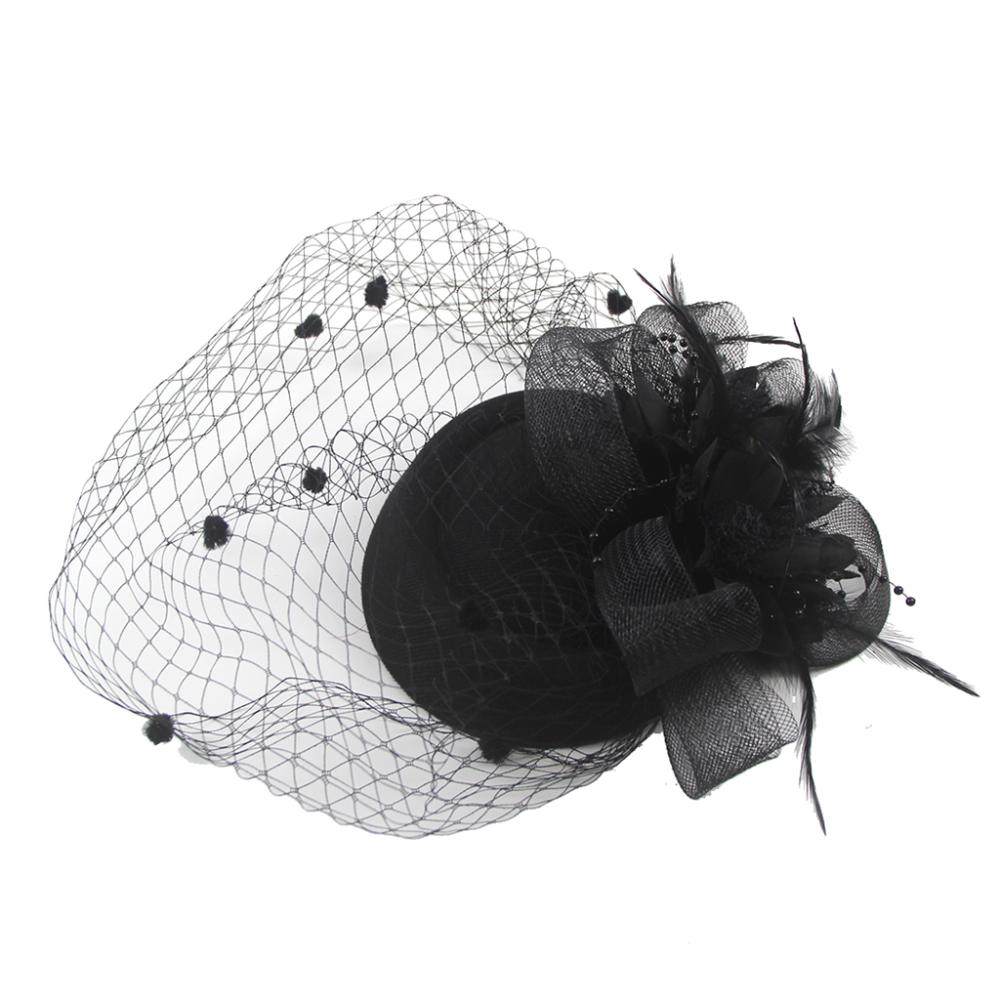 Mesh Dots Small Fedoras Headwear Headband Flower Veil Hair Clips Women Mini Mesh Hat  Dinner Party