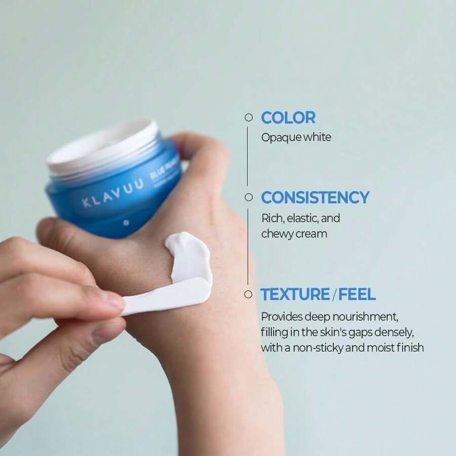 KLAVUU BLUE PEARLSATION MARINE AQUA ENRICHED CREAM 50ml - Hypoallergenic Deep Moisturizer With Apple Water For Nourished, Balanced Skin