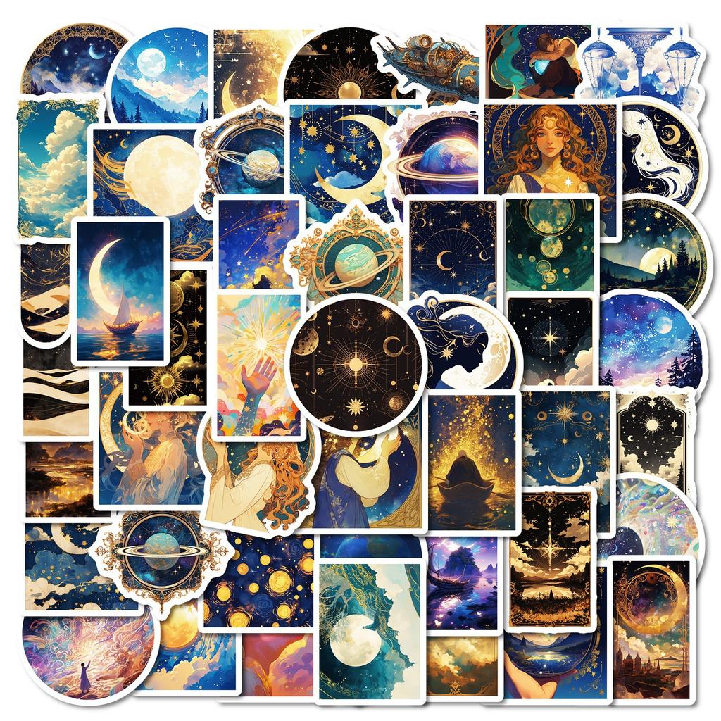 50 Creative Night Black Starry Sky Universe Graffiti Stickers DIY Mobile Phone Case Skateboard Suitcase Hand Account