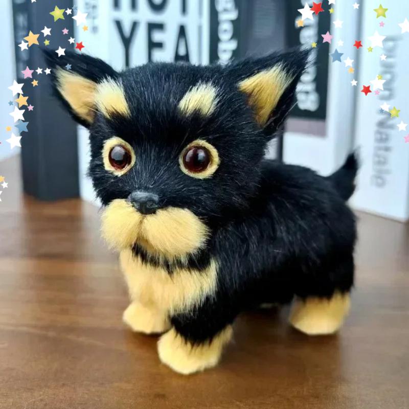 Mini Simulation Dog Plush Toys Soft Stuffed Kitten Model Fake Dog Realist Animals for Kids Girls Birthday Valentine's Day Gift