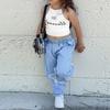 Summer Children's Fashion Short Letter Halter Top and Wide-leg Pants Two-piece Set