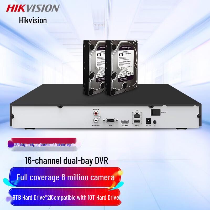 HIKVISION DS-7816N-R2 16-Channel Network DVR with 8TB HDD