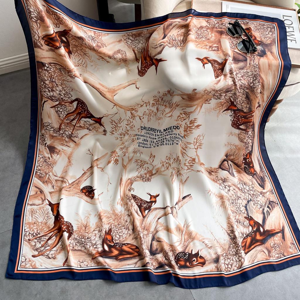 High-quality Luxurious Silk Scarves Headband Scarfs Neck Scarf For Women Chain Silk Scarf Women's Decorative Shawl