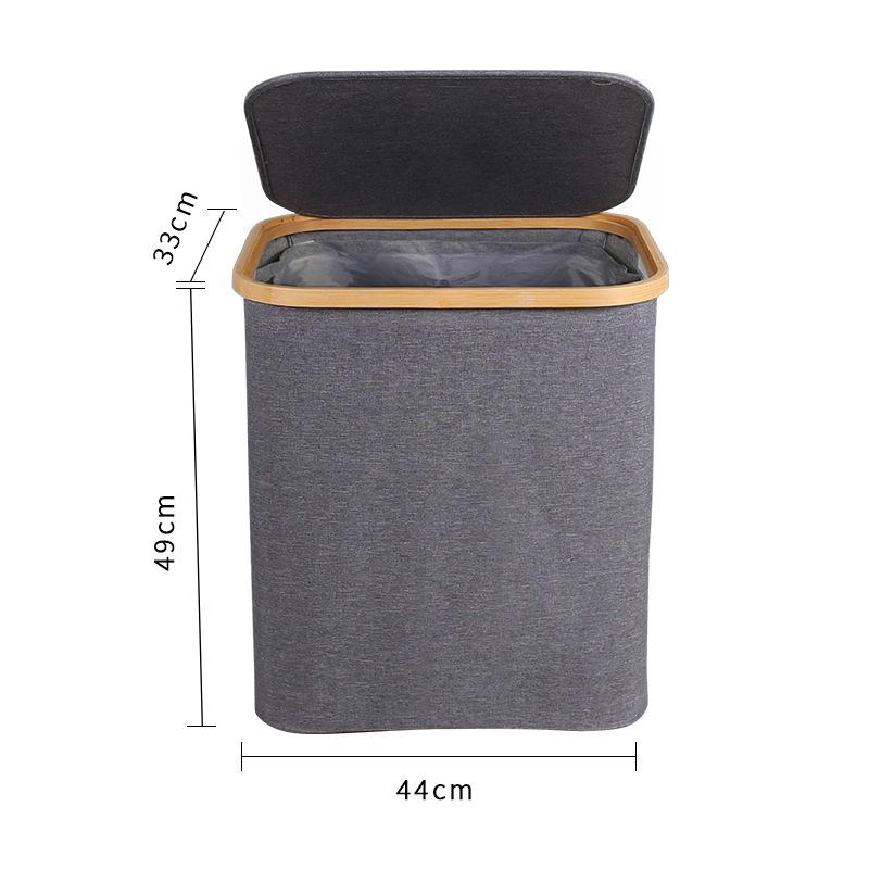 Foldable Bamboo Laundry Basket with Lid and Inner Bag for Bedroom or Bathroom
