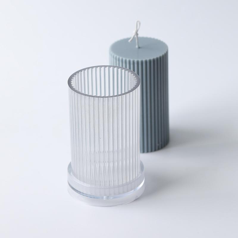 DIY Cylindrical Candle Mold Fine Stripe Acrylic Mold 7.5X5cm Geometric Cylindrical Mold DIY Candle Decoration Production Mold