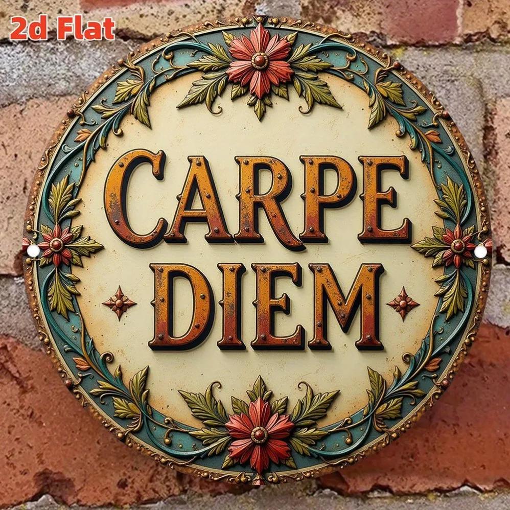 Винтажное металлическое настенное панно с цветами Знак Carpe Diem Декор для дома 20x20 белый